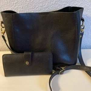 Black Portland Leather crossbody bag and matching full size wallet